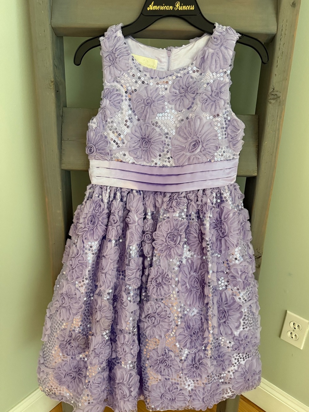 American Princess Lavender Floral Sequin Girls Dress